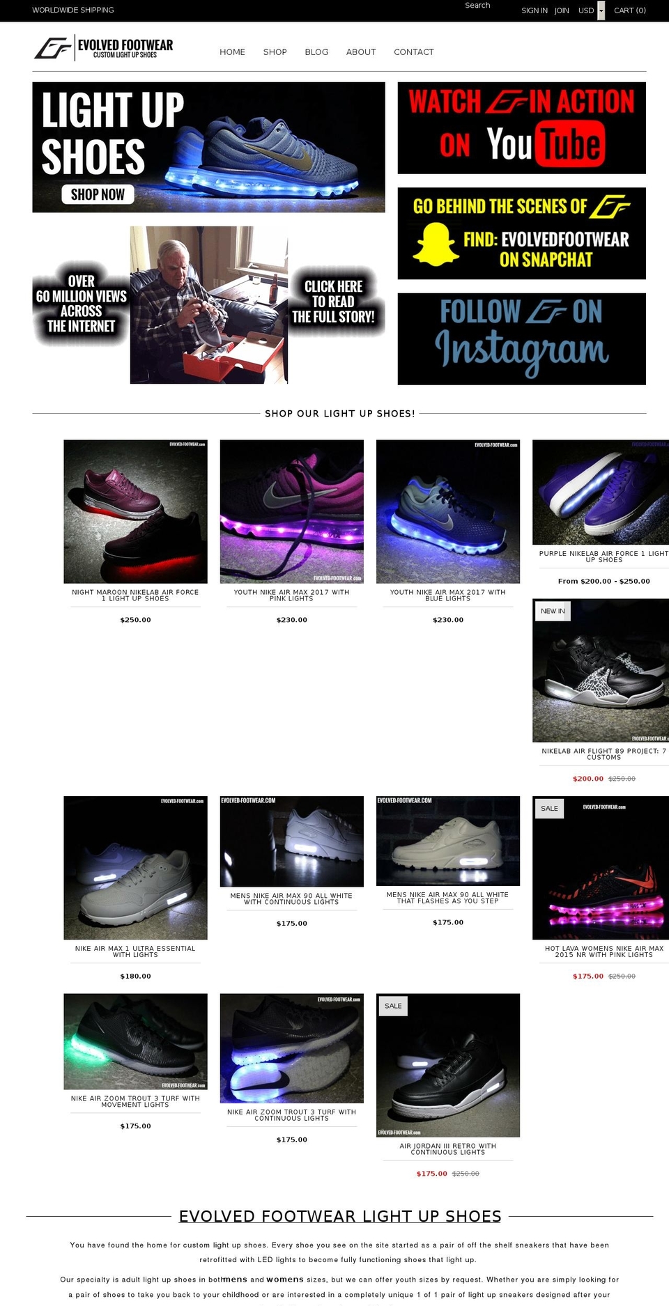 evolved-footwear.com shopify website screenshot