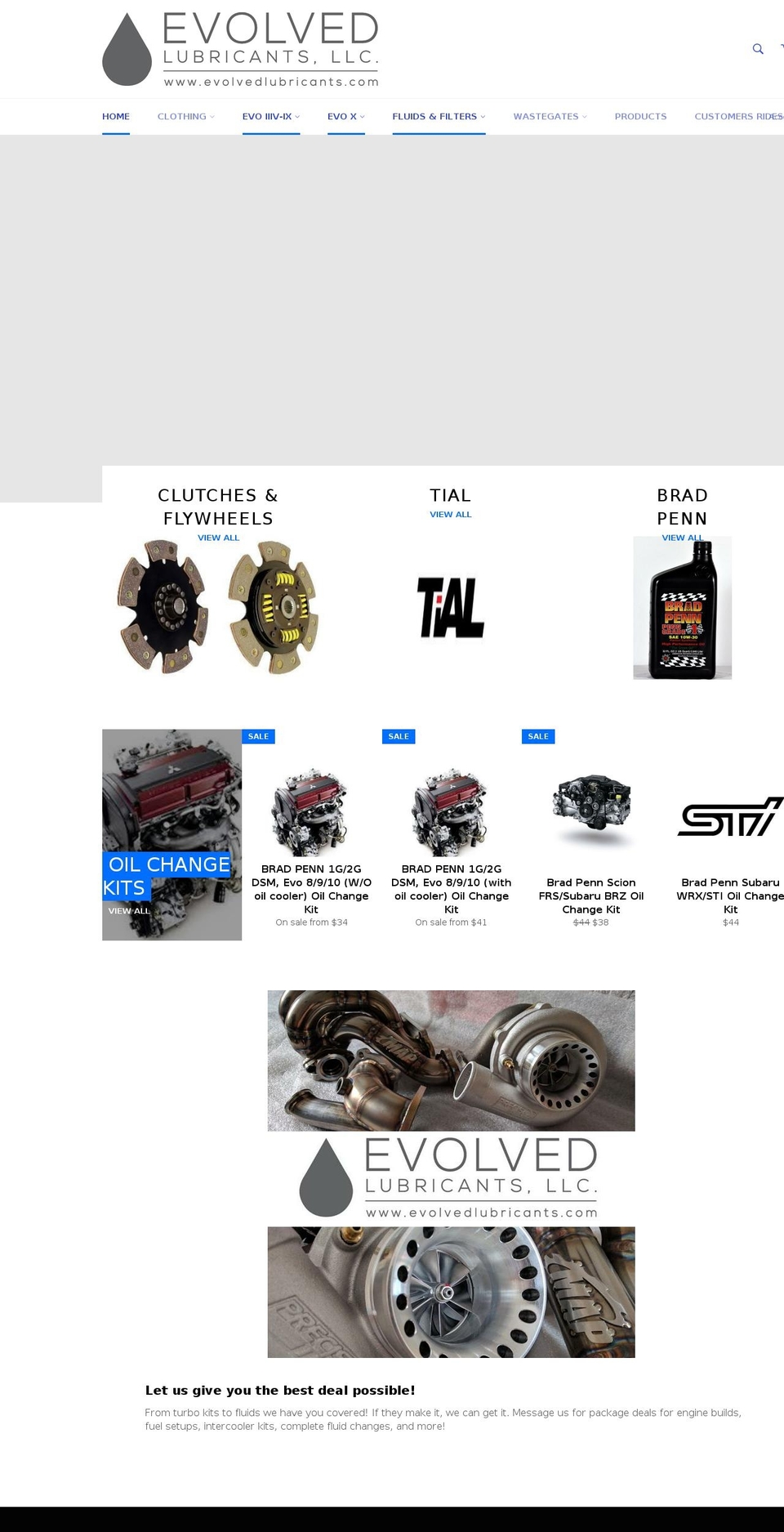 evolvedlubricants.com shopify website screenshot