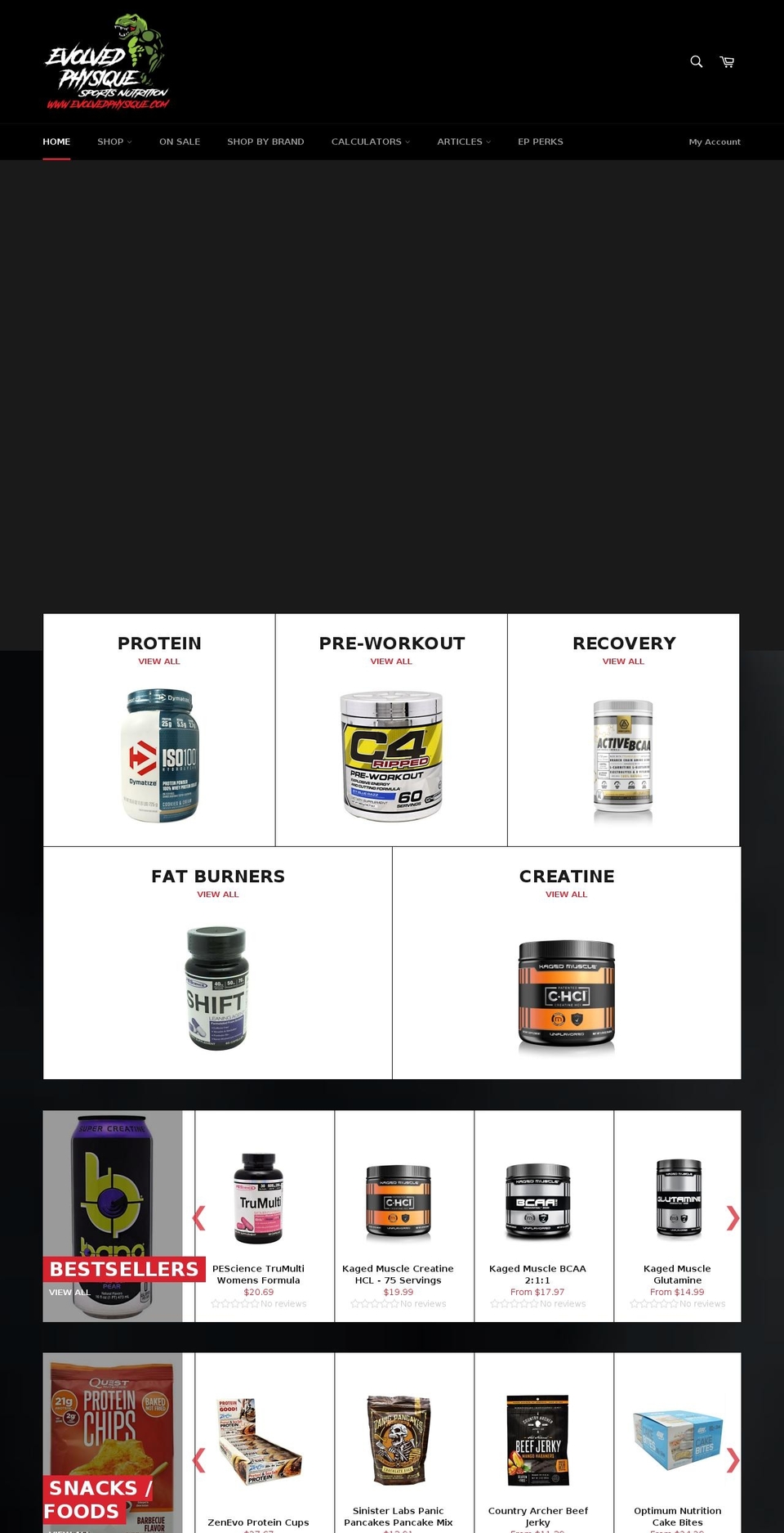 evolvedphysique.com — Shopify storefront screenshot