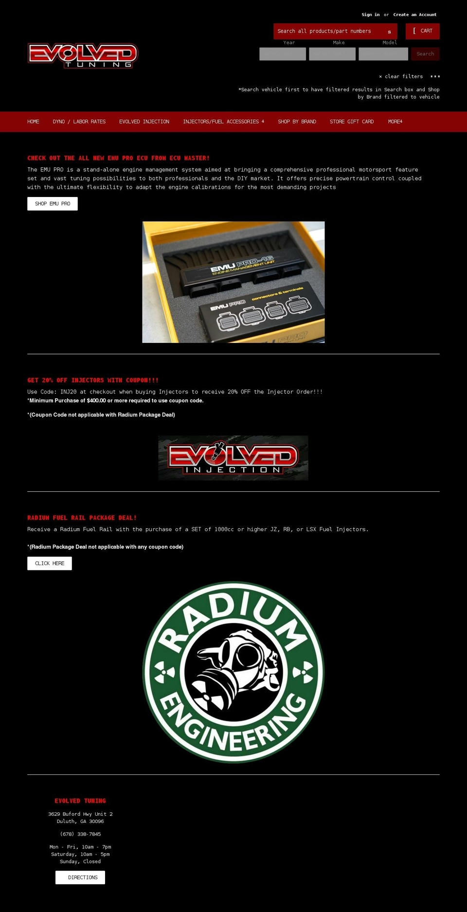 evolvedtuning.com shopify website screenshot