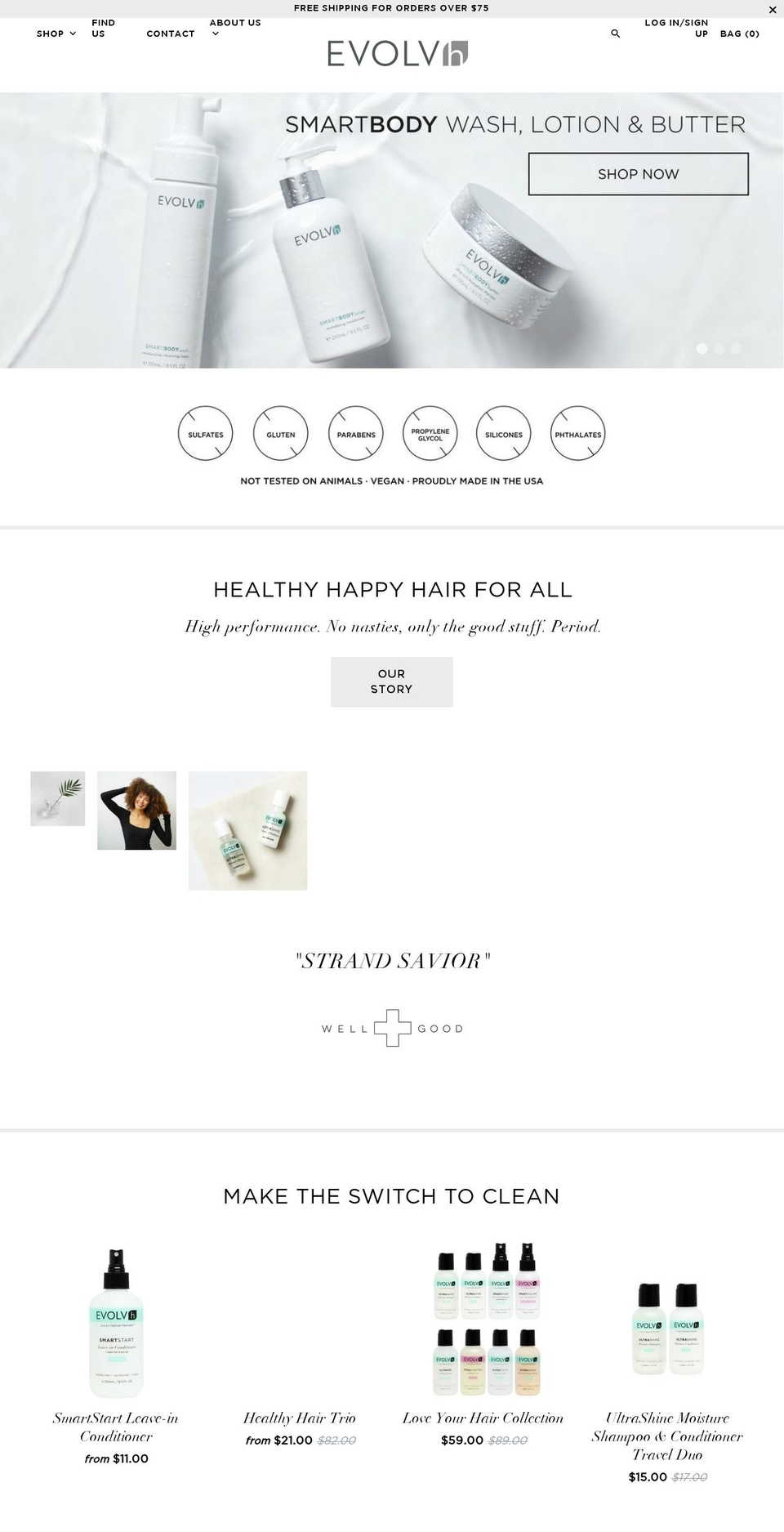 evolveh.com shopify website screenshot