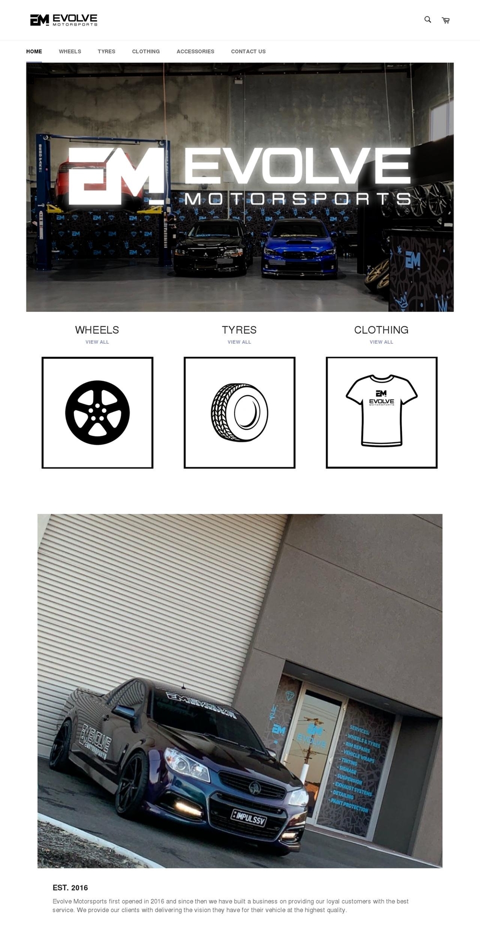 evolvemotorsports.com.au shopify website screenshot