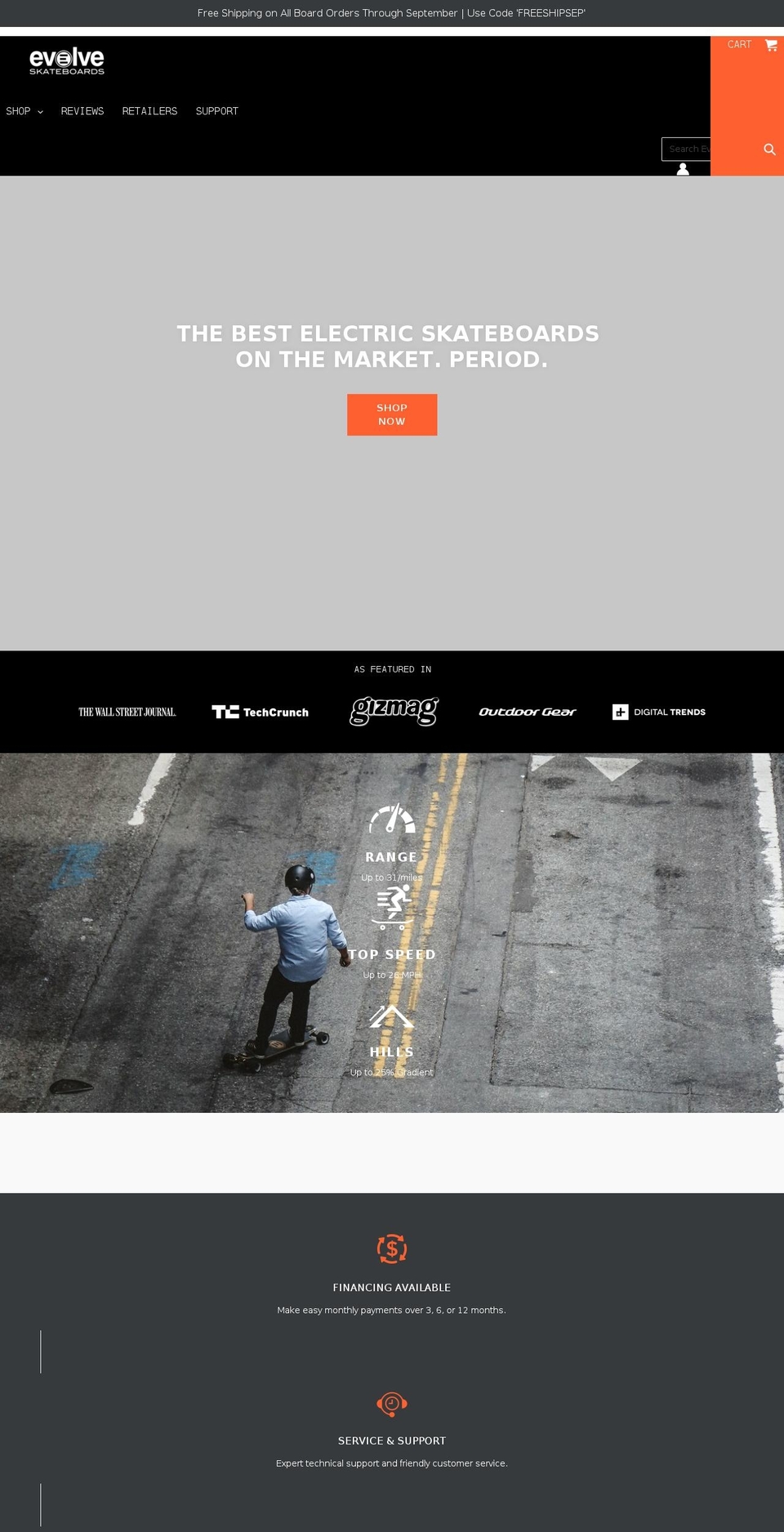 evolveskateboardsus.com — Shopify storefront screenshot