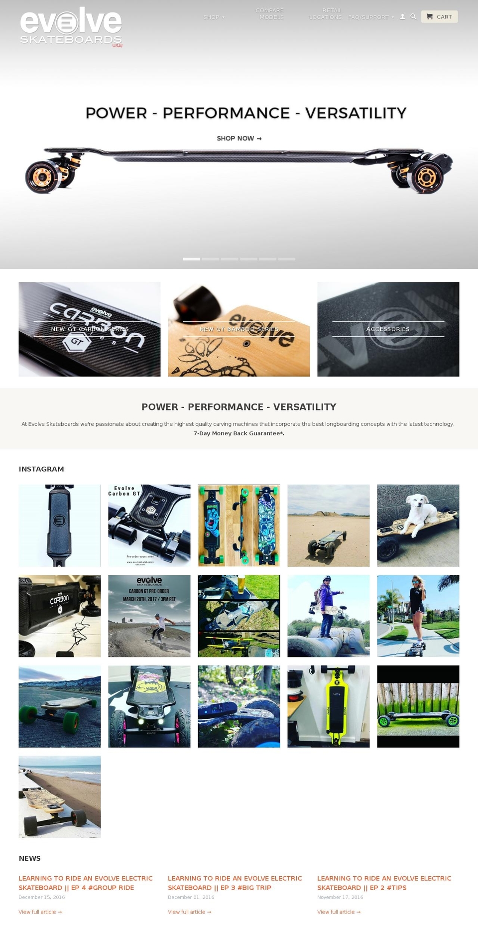 evolveskateboardsusa.com shopify website screenshot