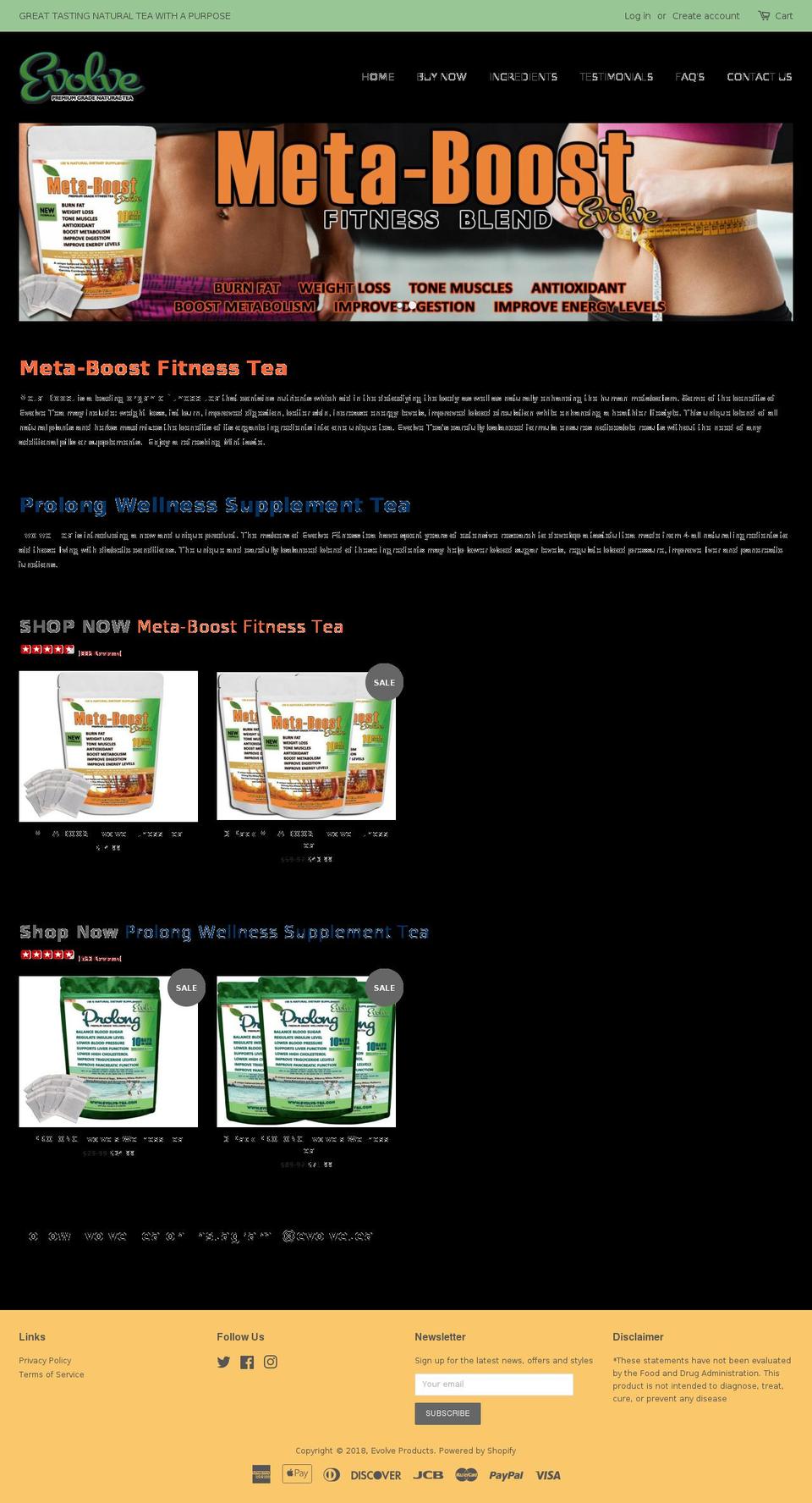 evolvetea.com — Shopify storefront screenshot
