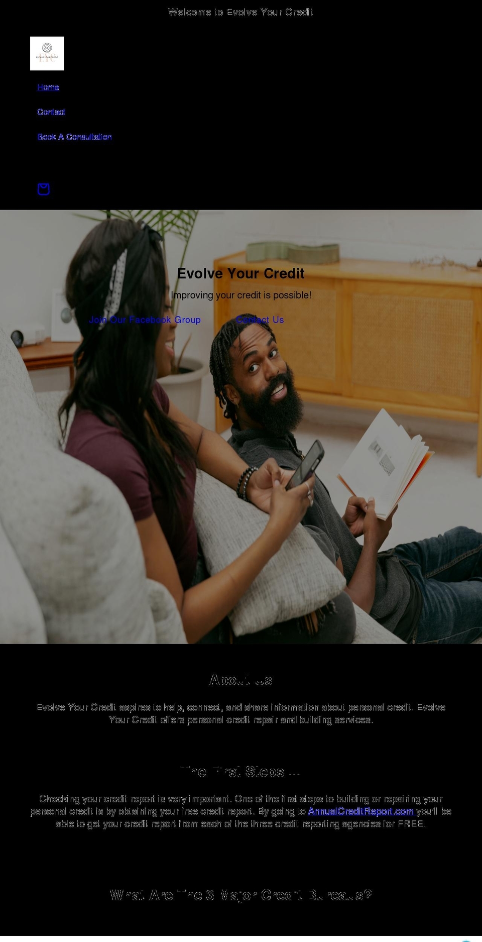 evolveyourcredit.com shopify website screenshot
