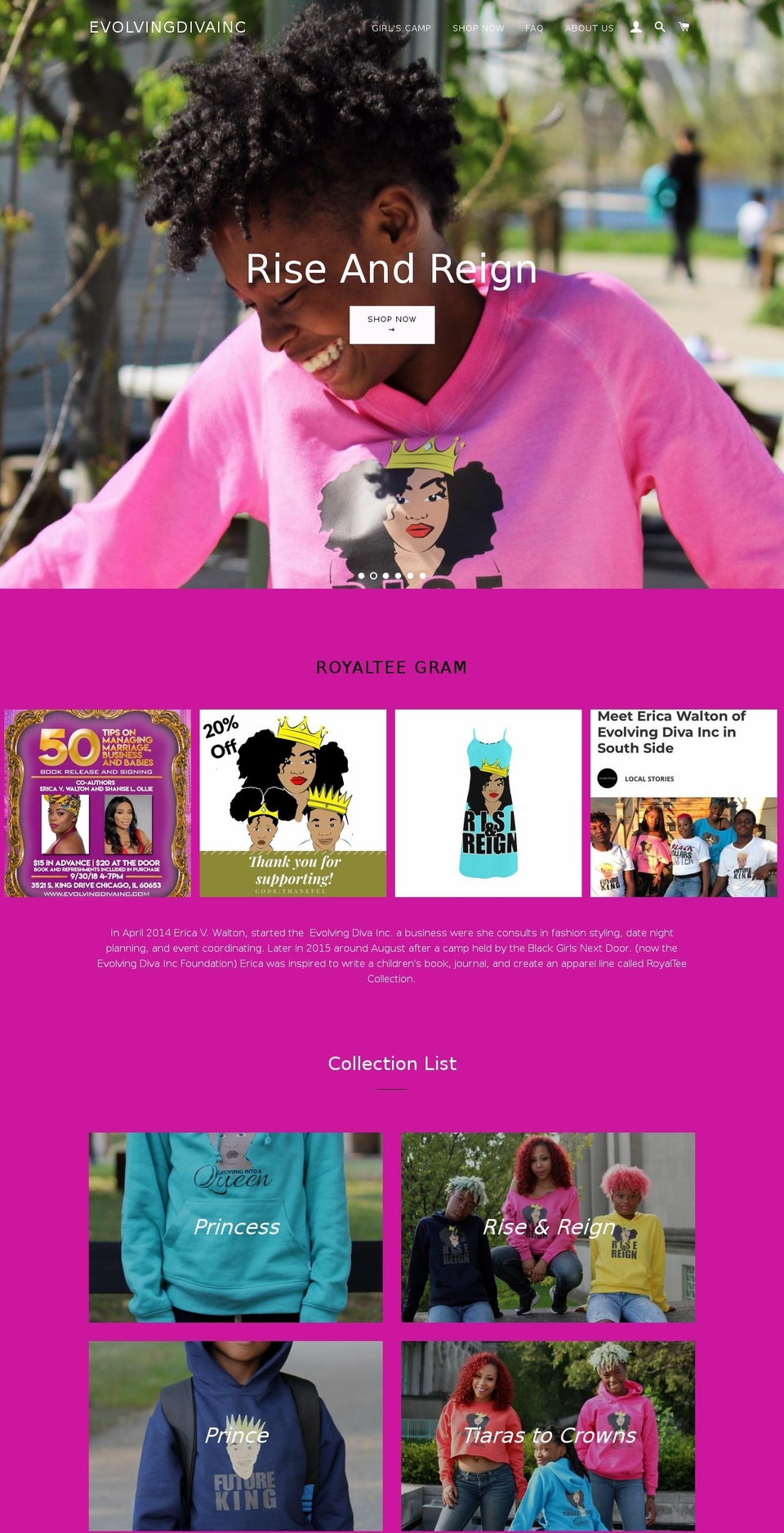 evolvingdivainc.com shopify website screenshot