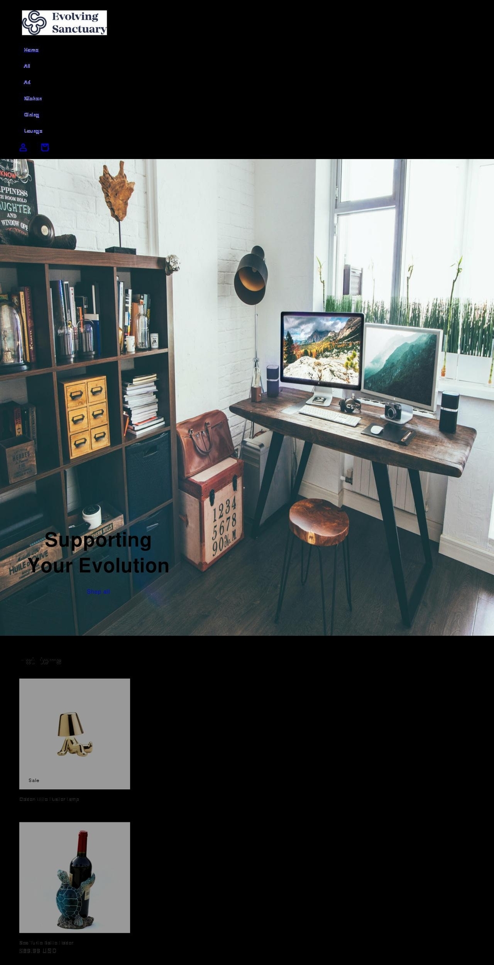 evolvingsanctuary.com shopify website screenshot
