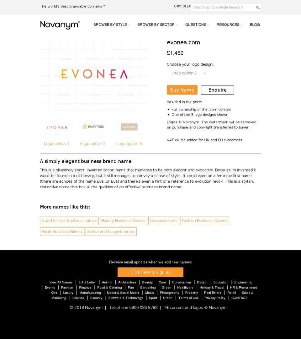 evonea.com — Shopify storefront screenshot