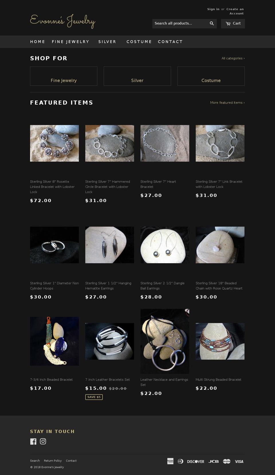 evonnesjewelry.com shopify website screenshot