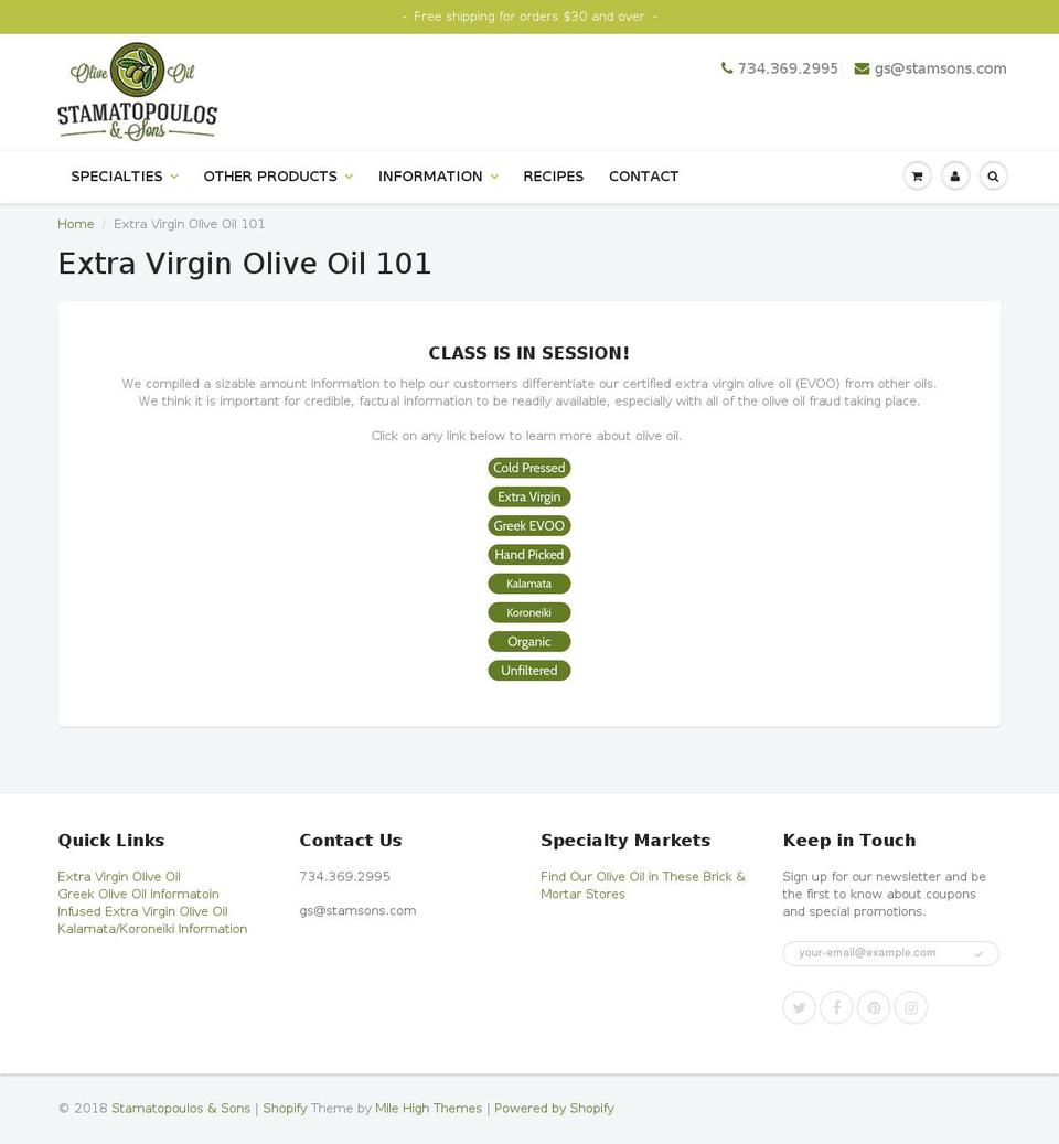 evoo101.com — Shopify storefront screenshot