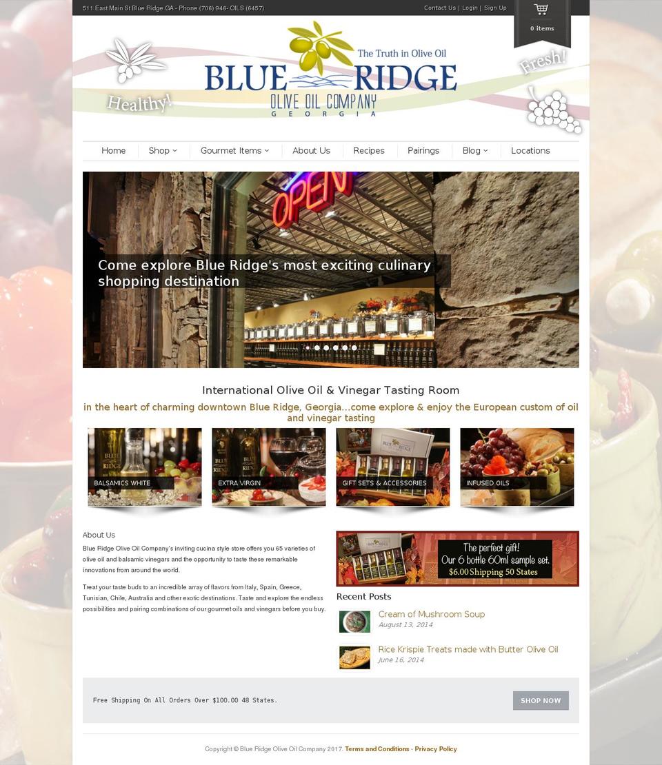 Blue Ridge Olive Oil Shopify theme site example evoo2go.com