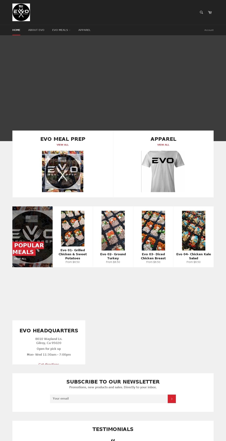 evoprepmeals.com — Shopify storefront screenshot