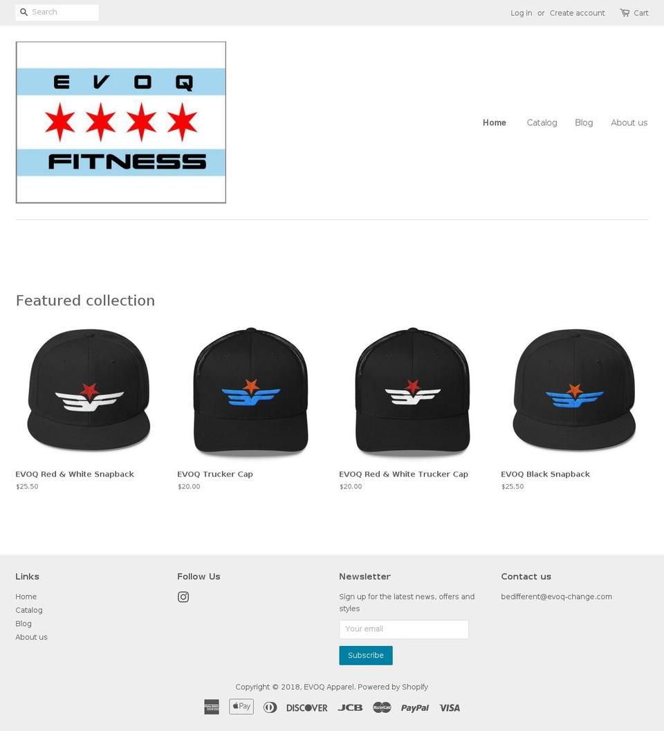 evoq-change.com shopify website screenshot