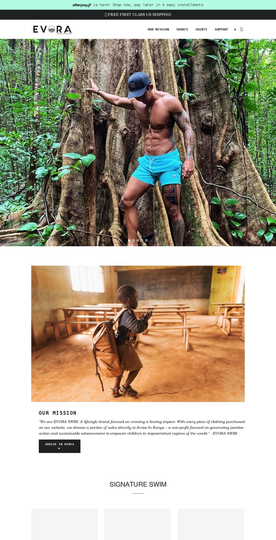 evoraswim.com shopify website screenshot