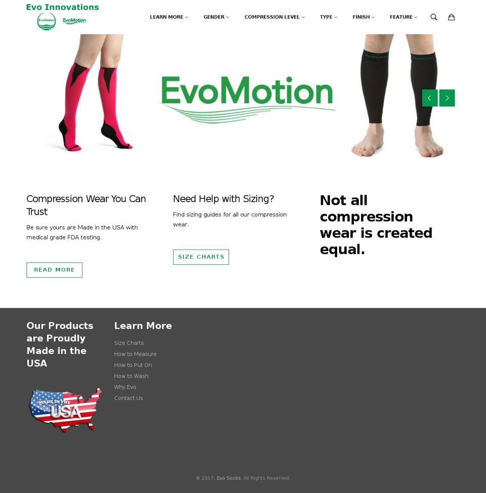 evosocks.com shopify website screenshot