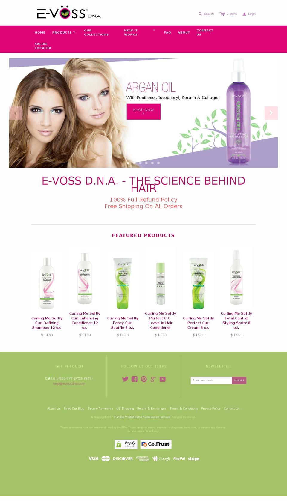 evossdna.com shopify website screenshot