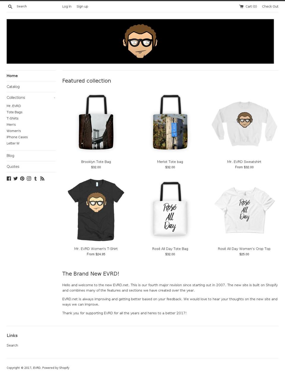 evrd.net shopify website screenshot