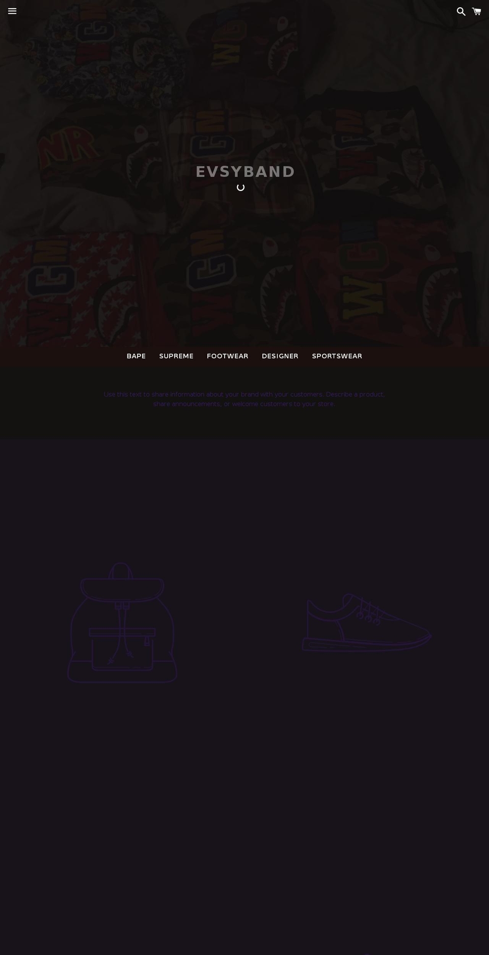 evsyband.com shopify website screenshot