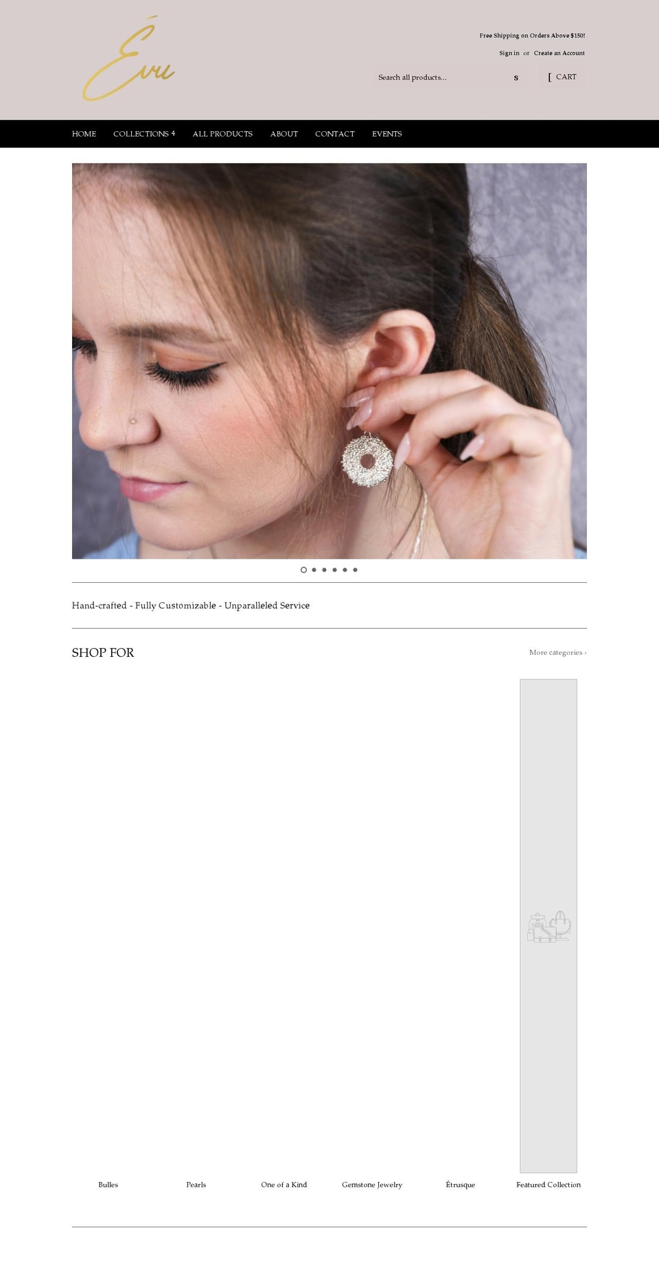 evujewelry.com shopify website screenshot