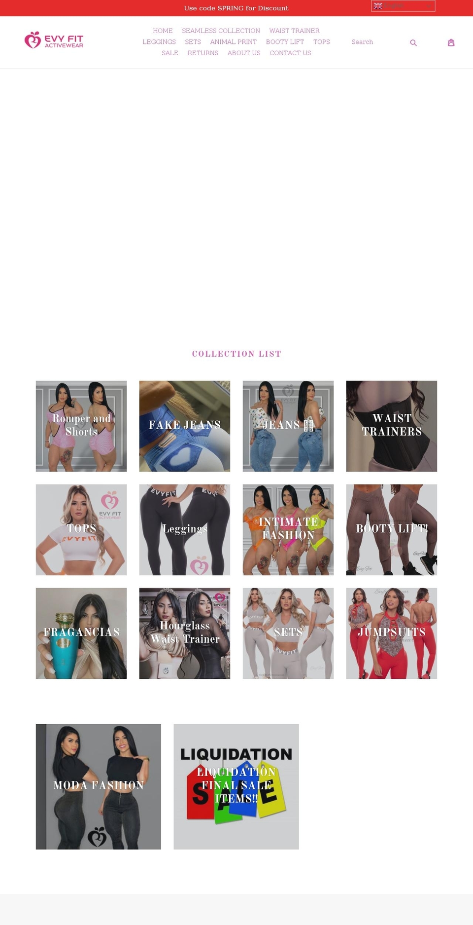 evyfitactivewear.com — Shopify storefront screenshot