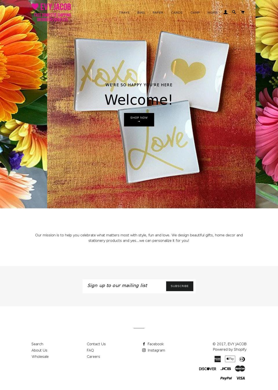 evyjacob.com shopify website screenshot