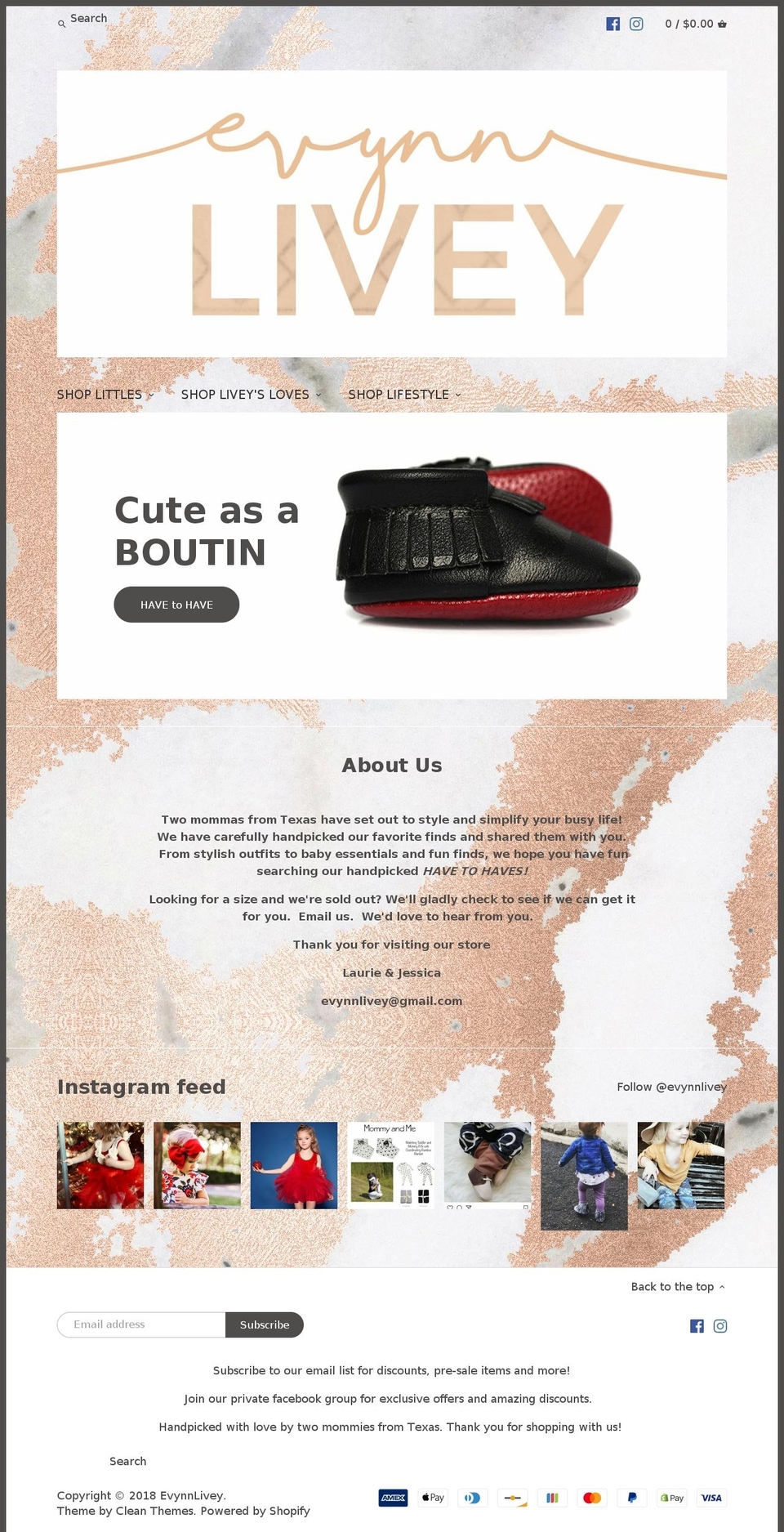 evynnlivey.com — Shopify storefront screenshot