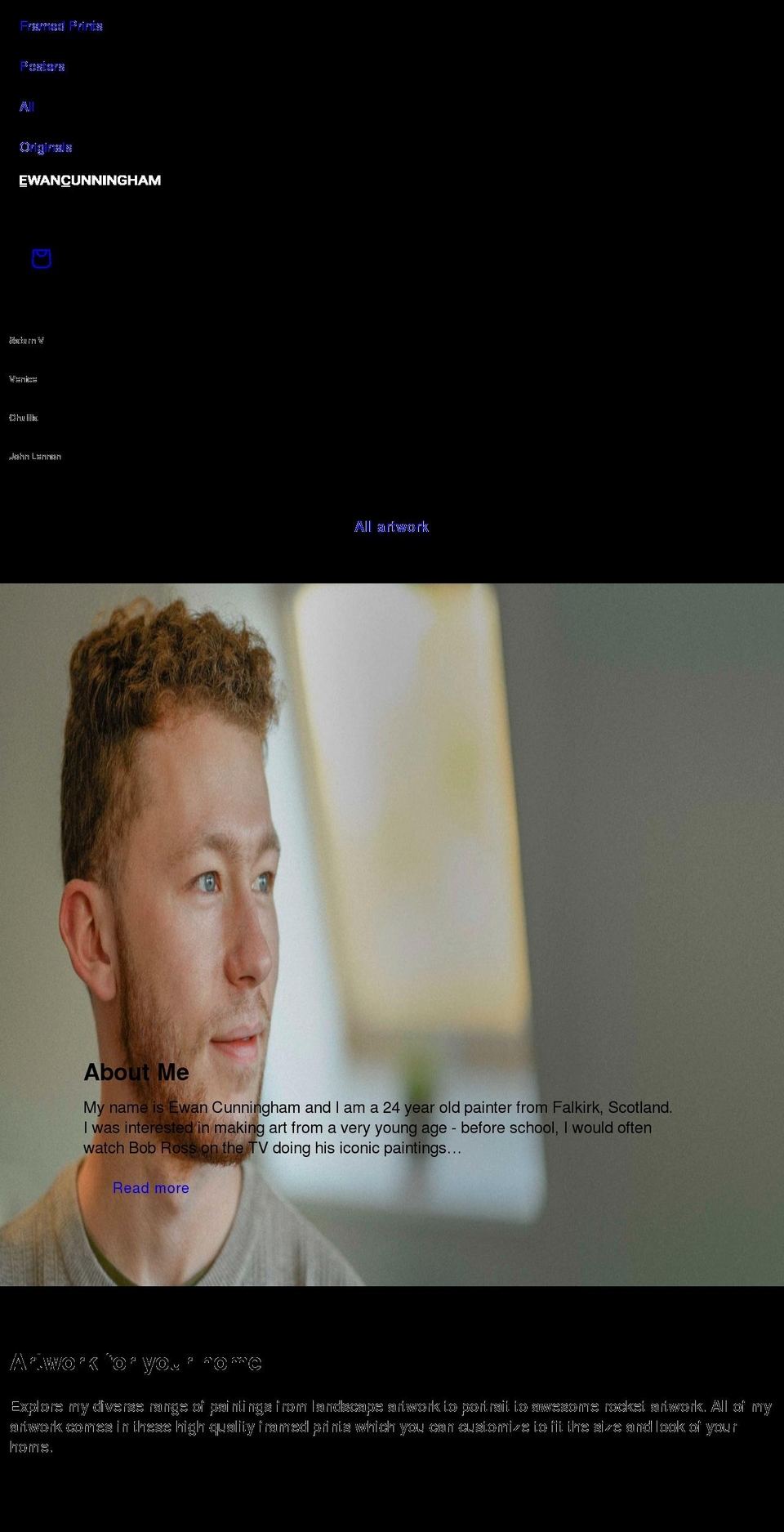 ewancunningham.com shopify website screenshot