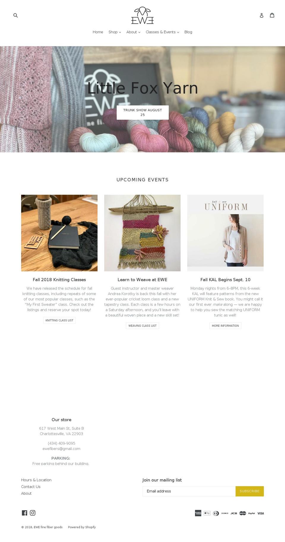ewefibers.com — Shopify storefront screenshot