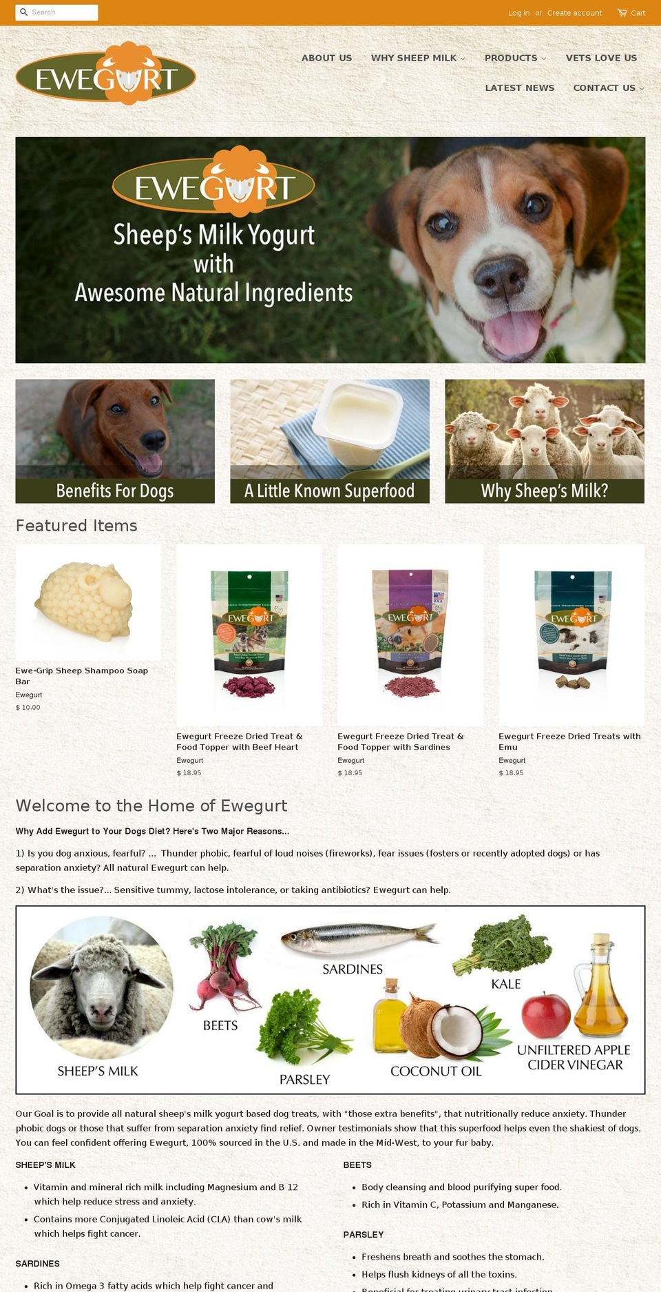 Kagami Shopify theme site example ewegurt.com