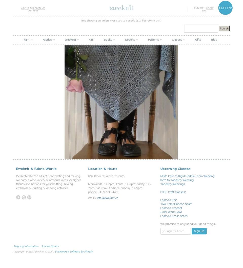 eweknit.co shopify website screenshot