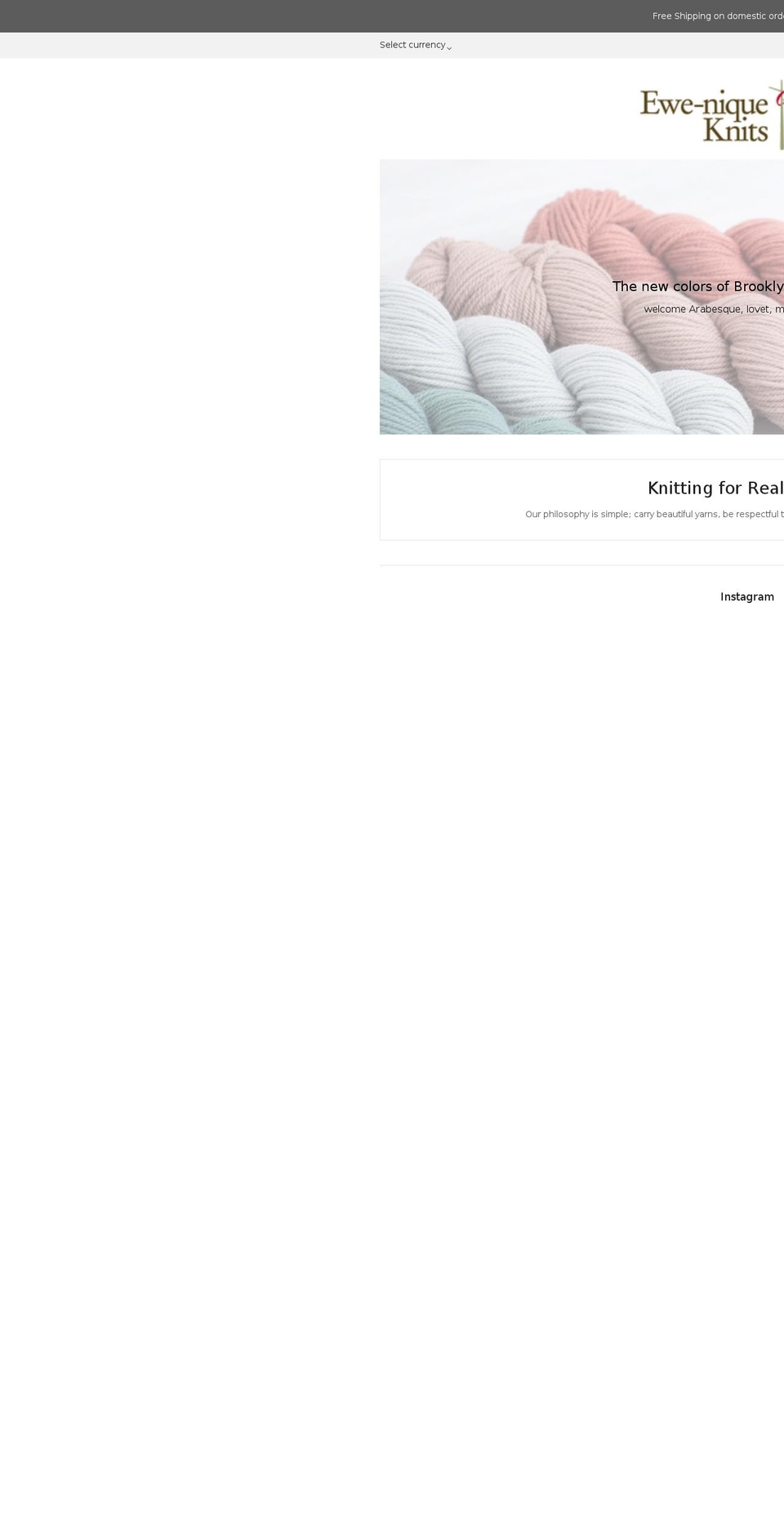eweniqueknits.com shopify website screenshot