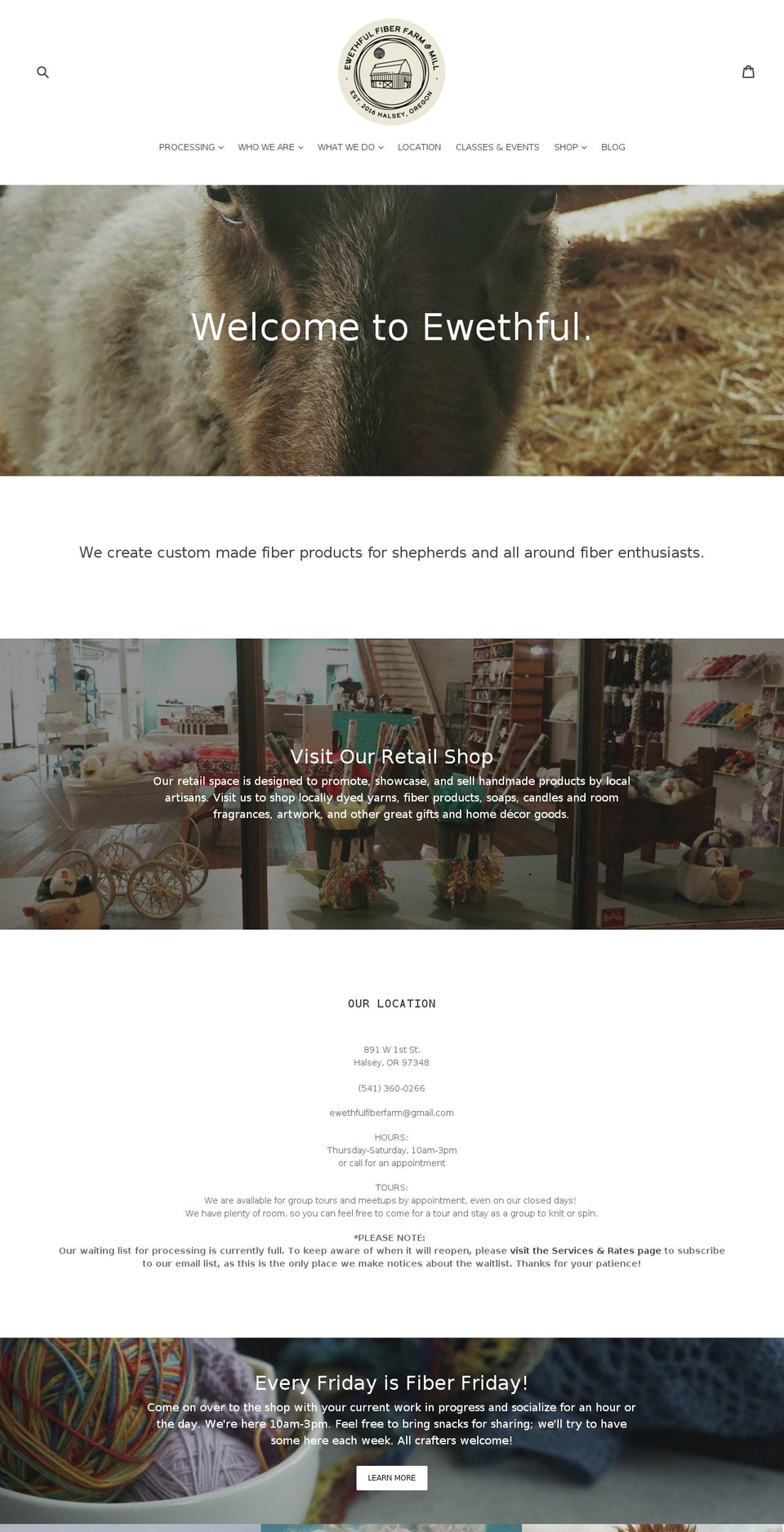 ewethfulfiberfarms.com shopify website screenshot