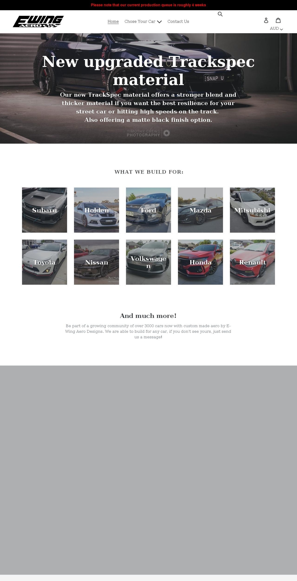 ewingaerodesigns.com shopify website screenshot