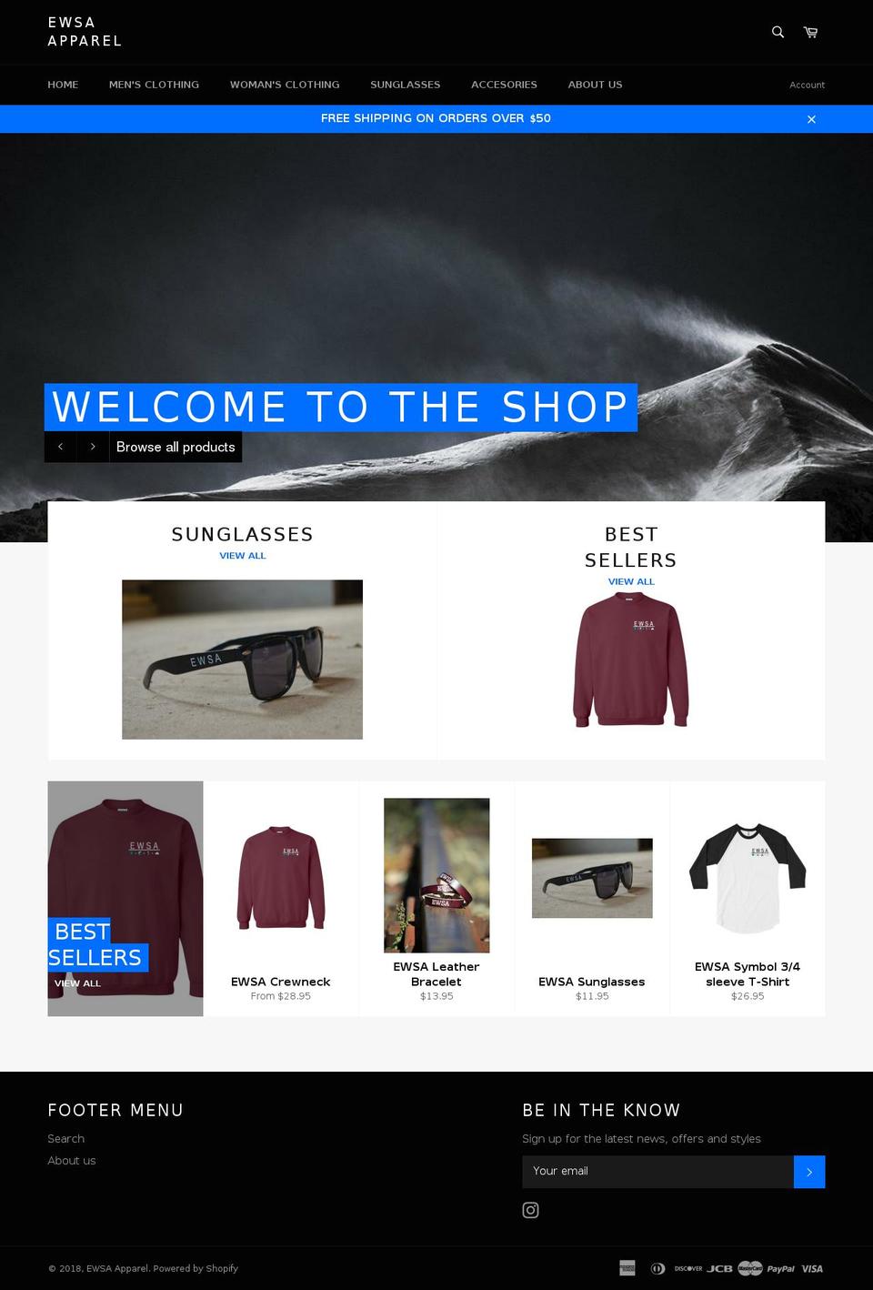 ewsaapparel.com shopify website screenshot