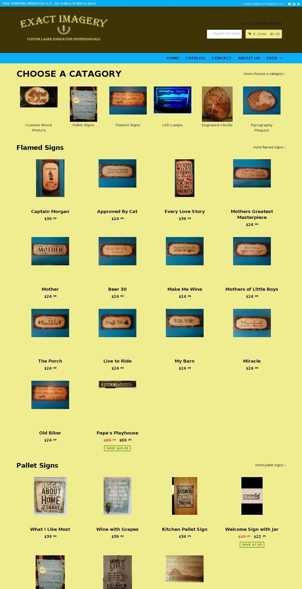 exactimagery.com — Shopify storefront screenshot