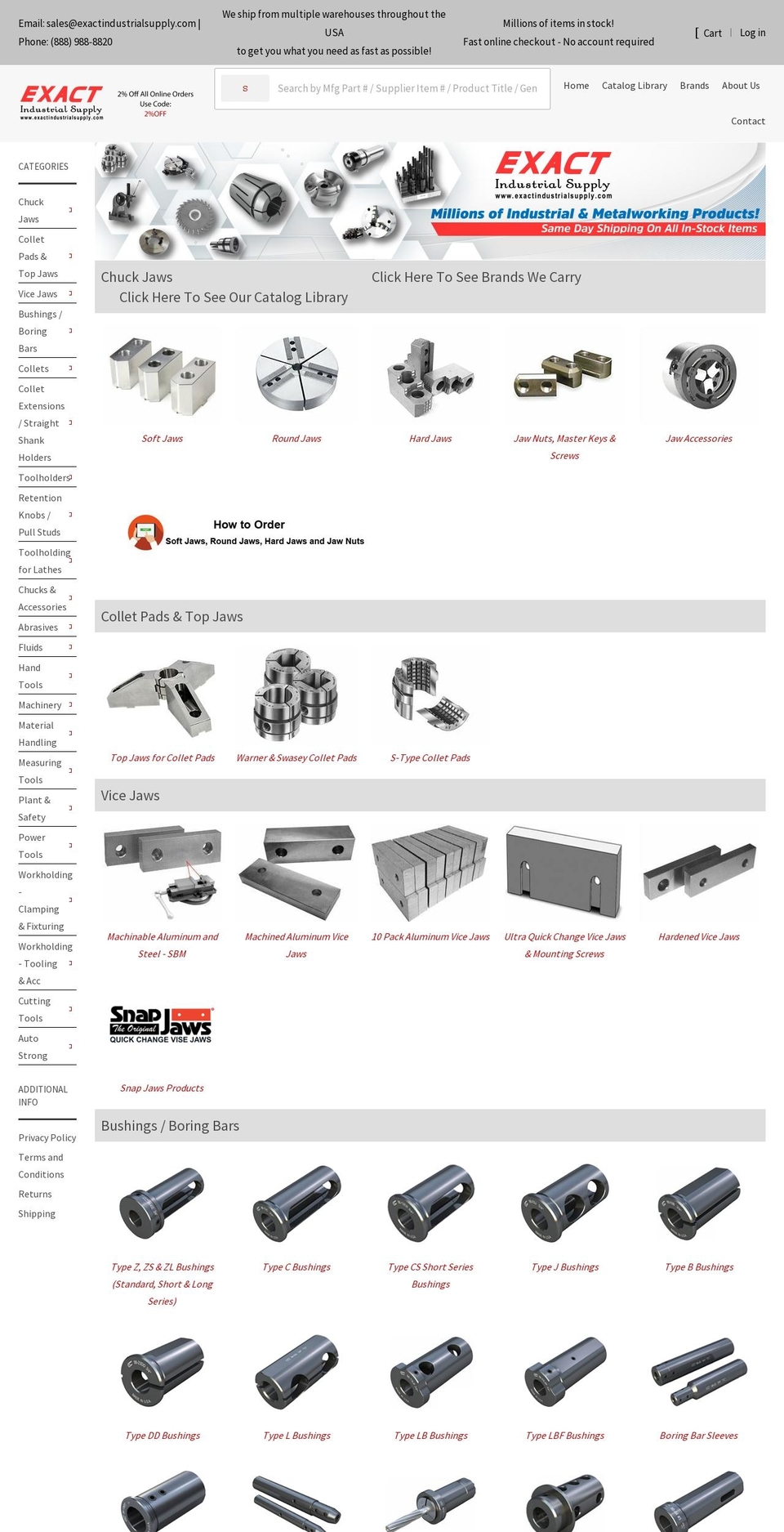 Theme transfer Shopify theme site example exactindustrialsupply.com