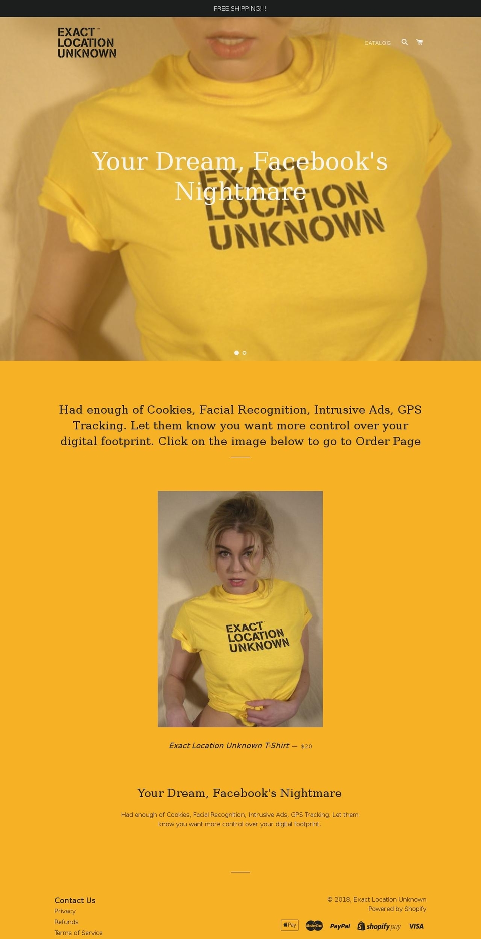 exactlocationunknown.com — Shopify storefront screenshot