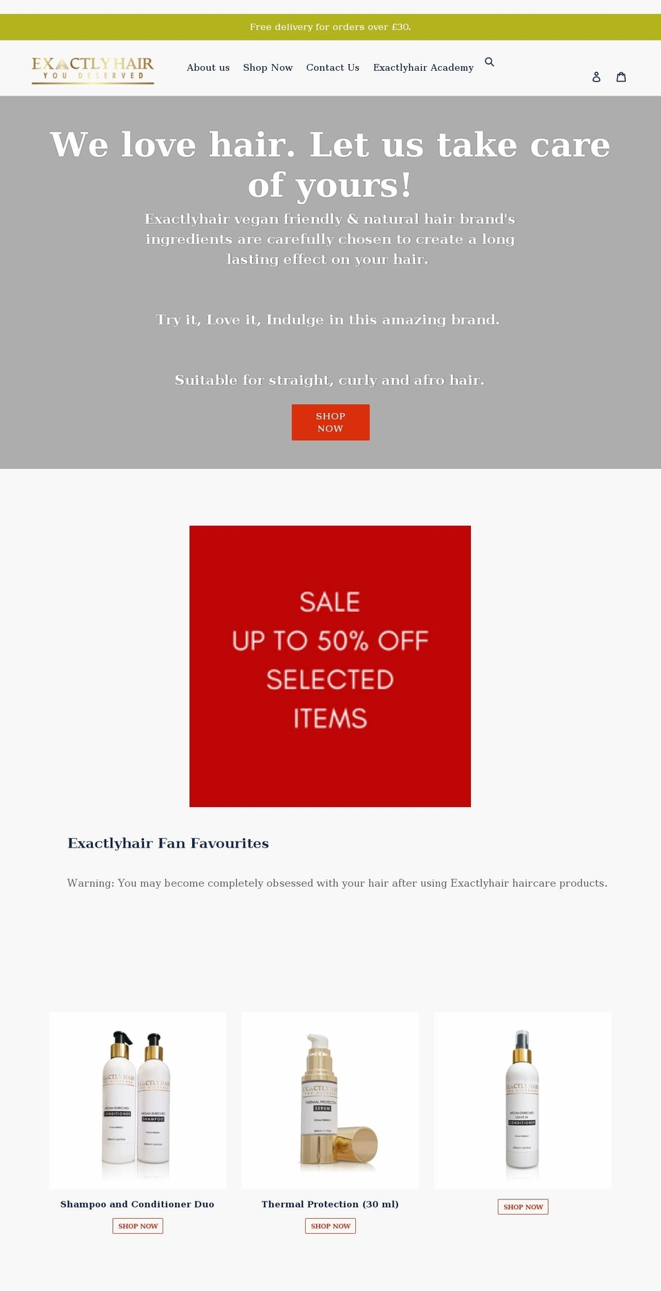 exactlyhair.com shopify website screenshot
