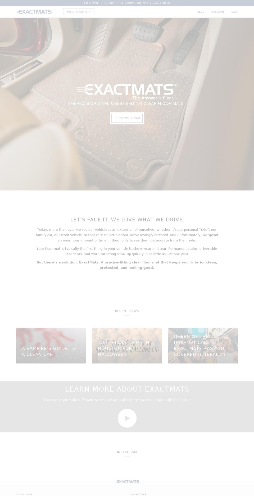 exactmats.com shopify website screenshot