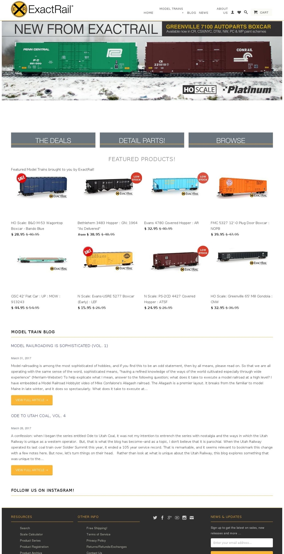 exactrail.com shopify website screenshot