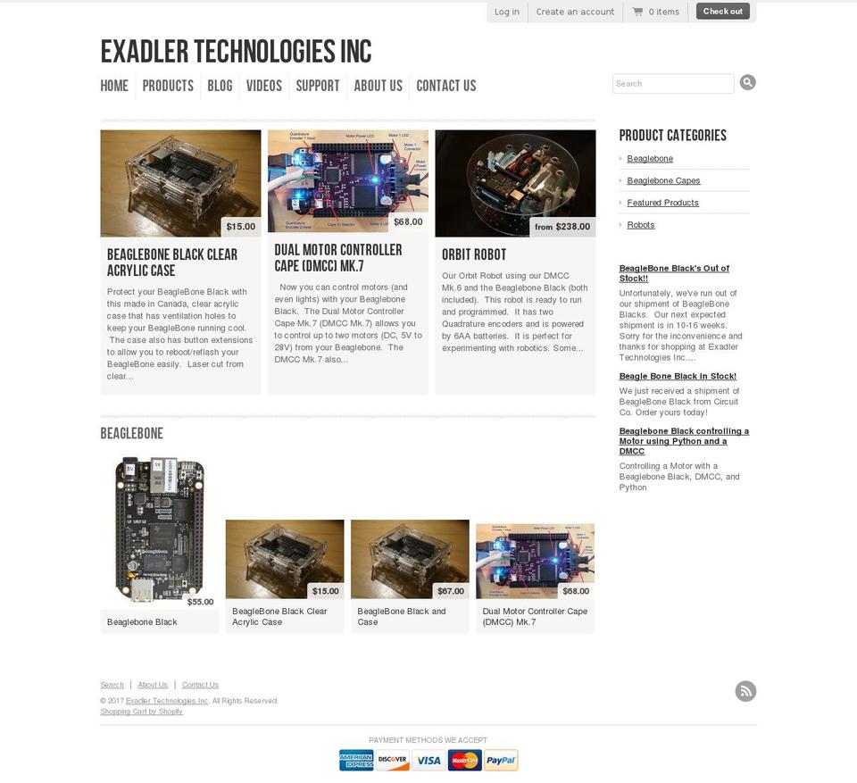 exadler.com shopify website screenshot