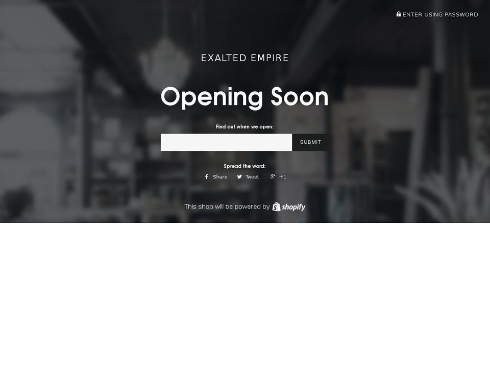 exaltedempire.com shopify website screenshot