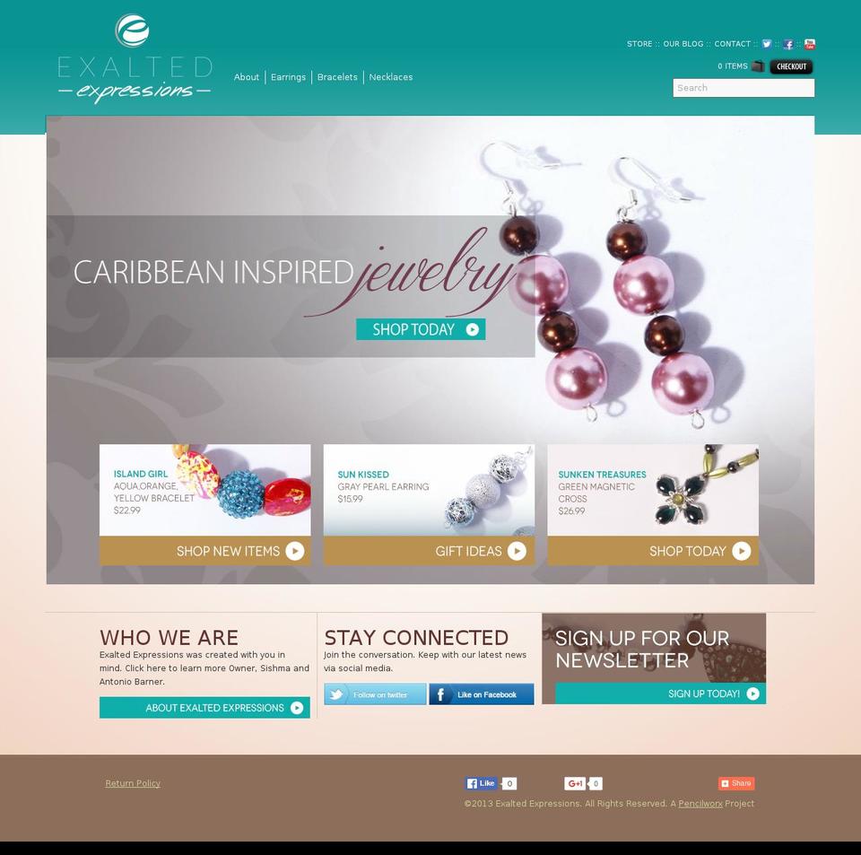 exalt Shopify theme site example exaltedexpressions.com
