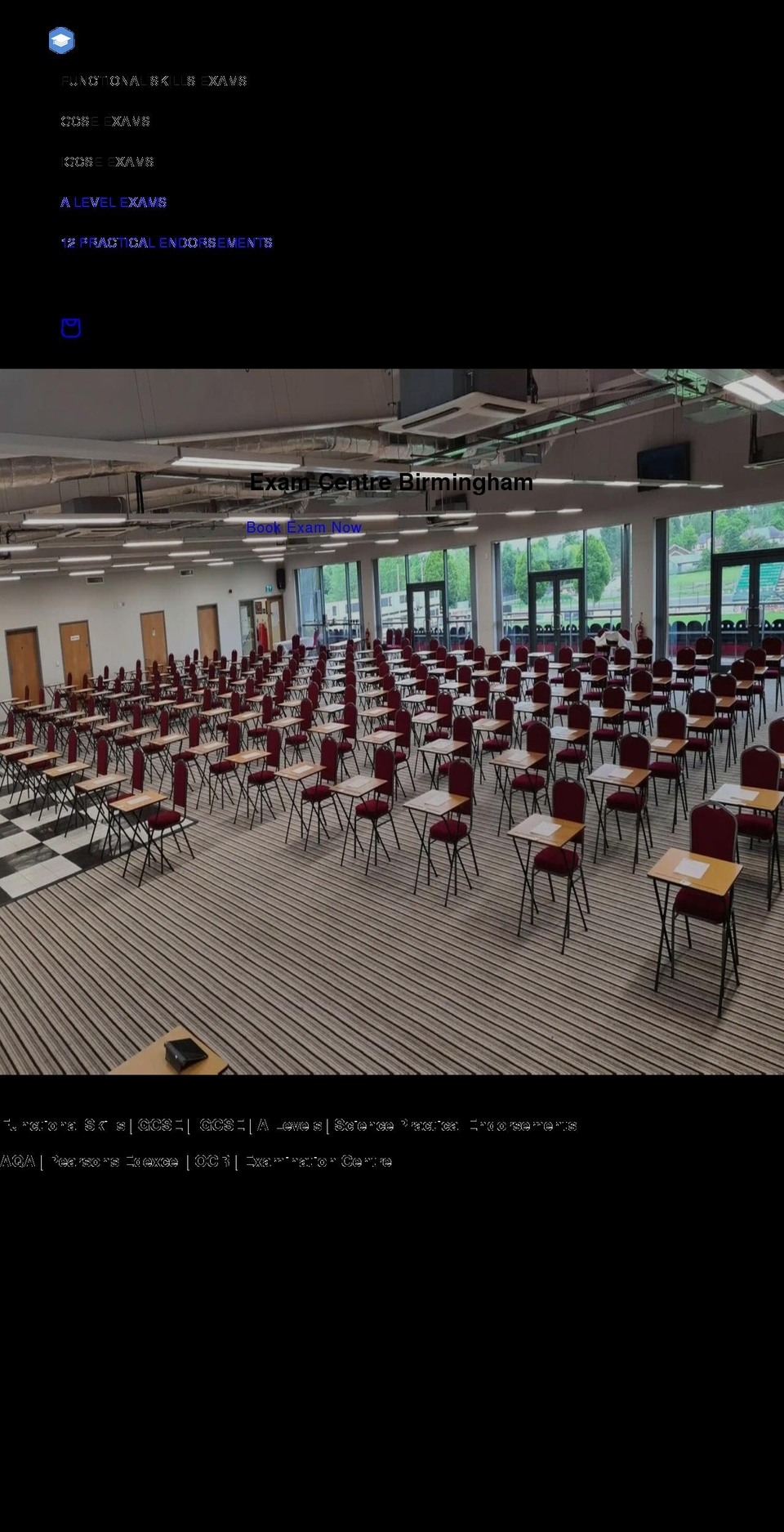 examcentrebirmingham.com shopify website screenshot