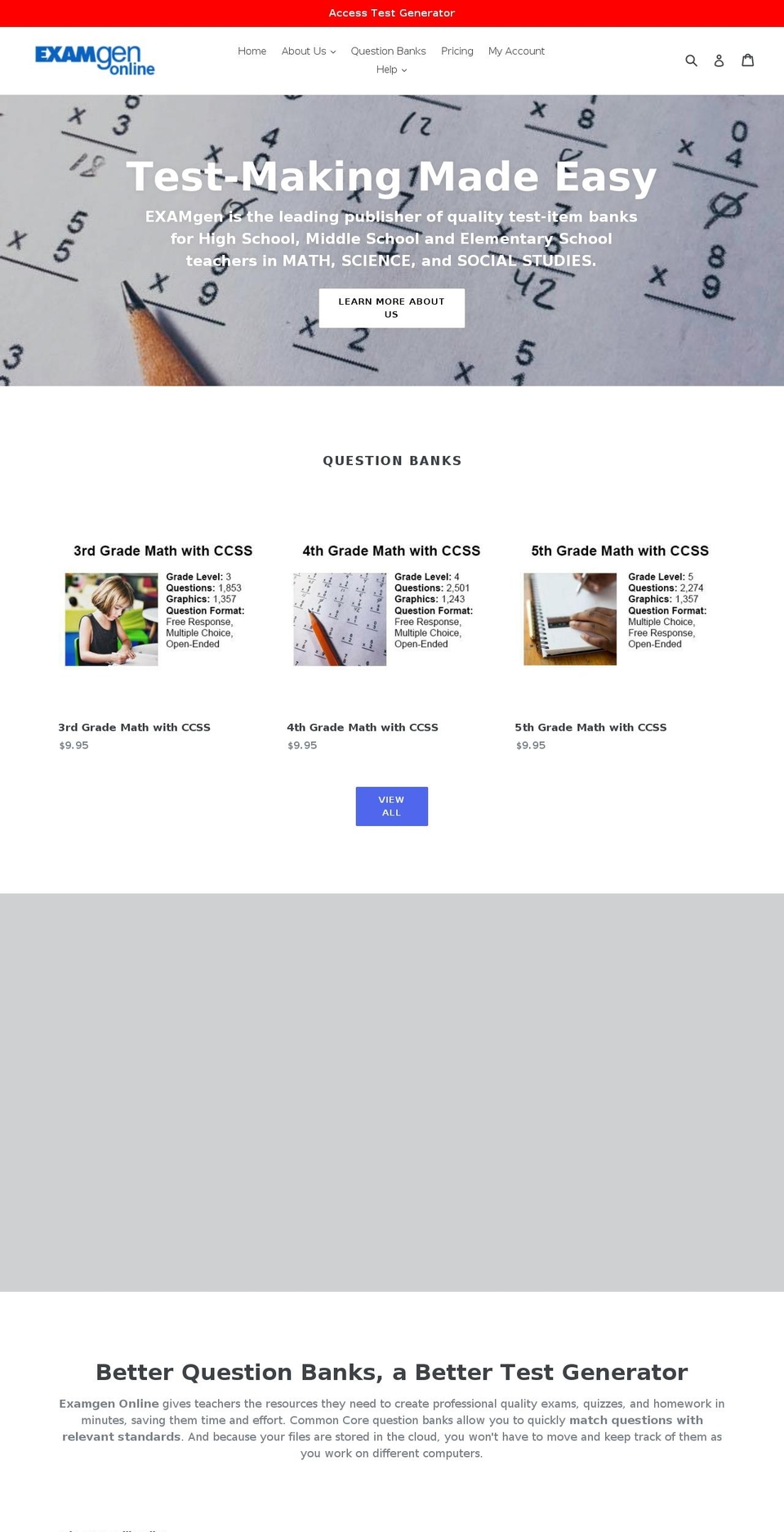 examgen.myshopify.com shopify website screenshot