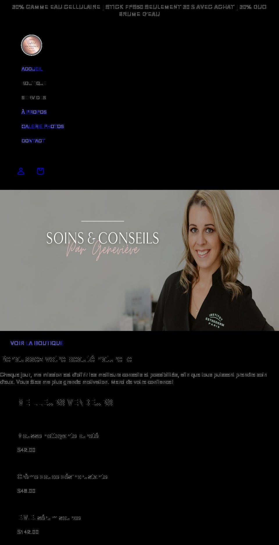 excellencebeaute.ca shopify website screenshot