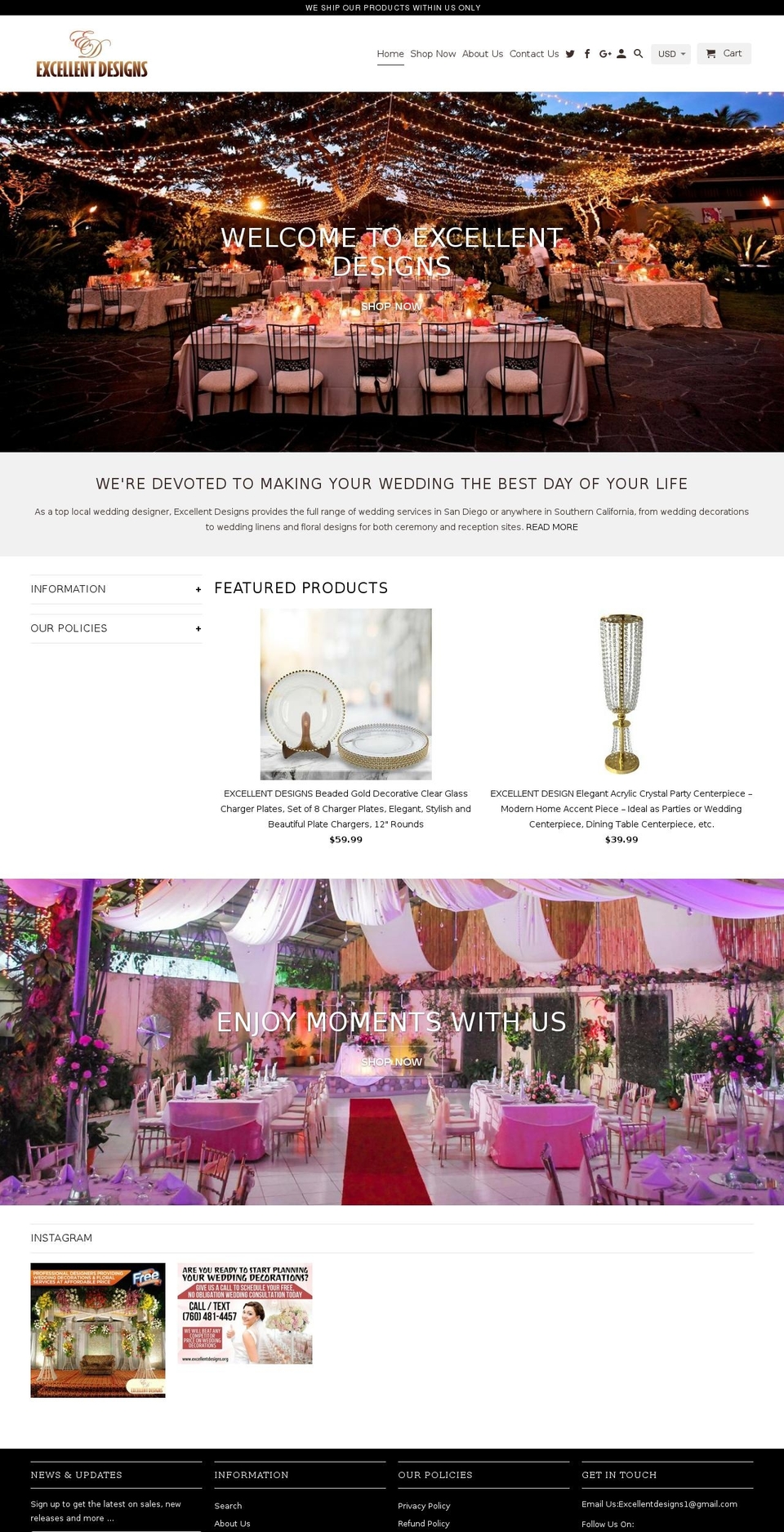 excellentdesigns.net shopify website screenshot