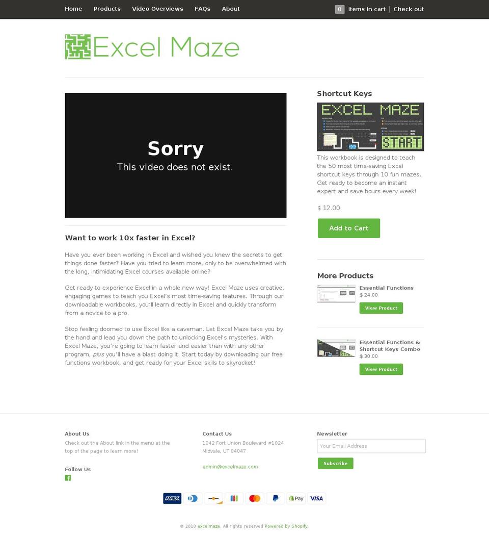 excelmaze.com — Shopify storefront screenshot