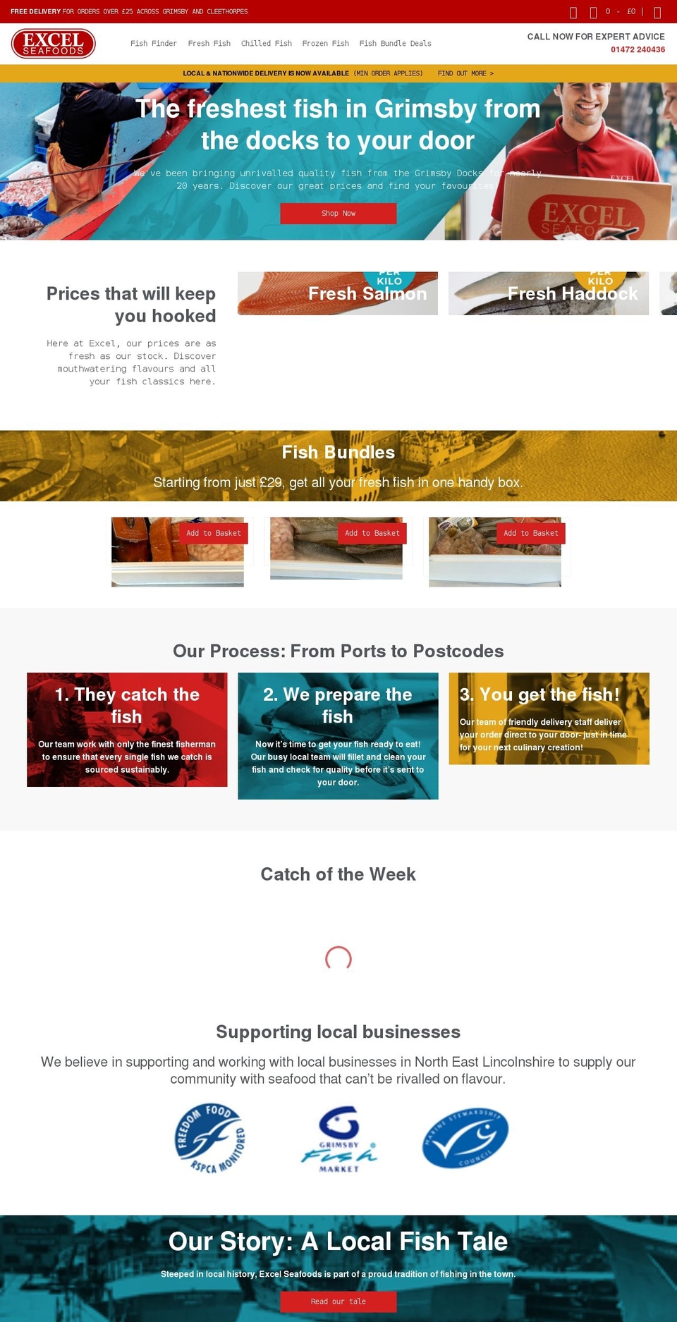 excelseafoods.co.uk shopify website screenshot